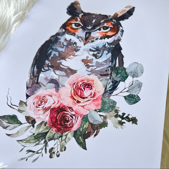 Owl Watercolor Wall Art Print Poster Unframed - Picture 14 of 15